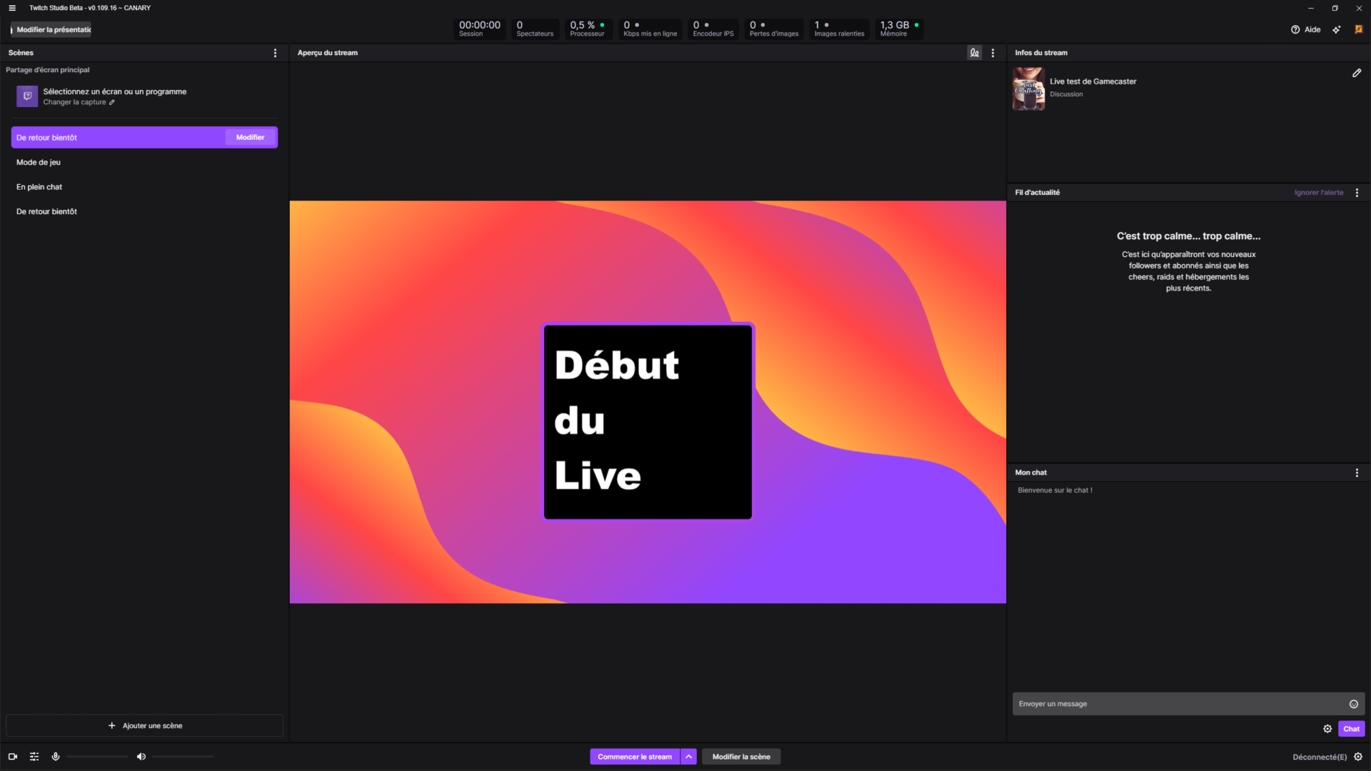 Photo de l'interface de twitch studio